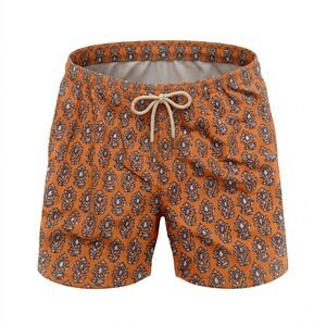 J. McLaughlin Mens Orange Paisley Swim Trunks Mesh Lined Shorts Size XL